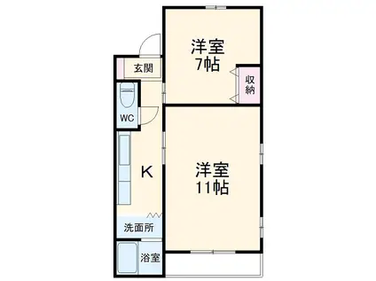 山花ビル(2DK/2階)の間取り写真