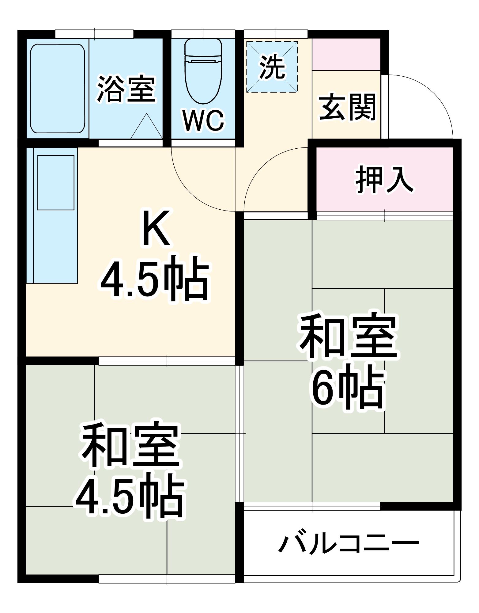 ドミールタカハシⅠ(2K/1階)の間取り写真