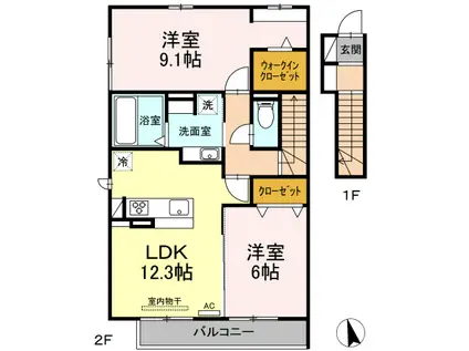 グランツⅡ(2LDK/2階)の間取り写真