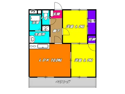 アビタシオンⅡ(2LDK/1階)の間取り写真