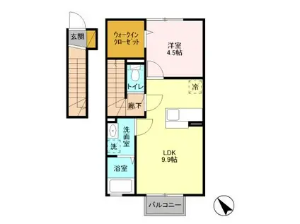 コネクト城南(1LDK/2階)の間取り写真
