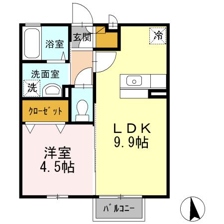 サニーシーズン(1LDK/1階)の間取り写真