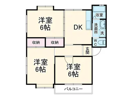 コスミック富塚(3DK/2階)の間取り写真