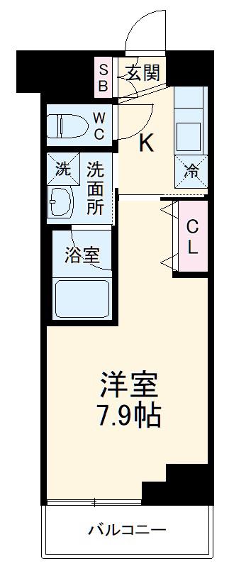 SQUARE CITY HIGASIHAKURAKU MAX(1K/6階)の間取り写真