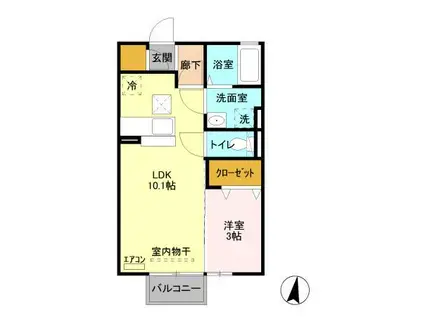スカイブルー E(1LDK/1階)の間取り写真