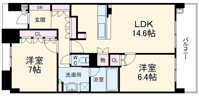 エルグレース豊中(2LDK/2階)の間取り写真