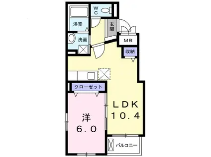 ヴィラ クリアネス(1LDK/2階)の間取り写真