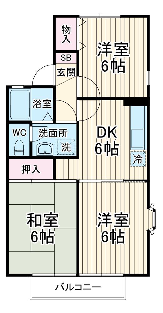 メゾンコルザ(3DK/2階)の間取り写真