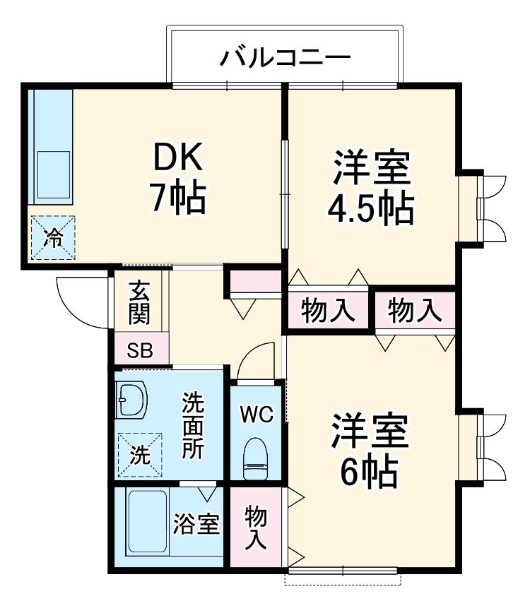 アーバン鵠沼(2DK/1階)の間取り写真