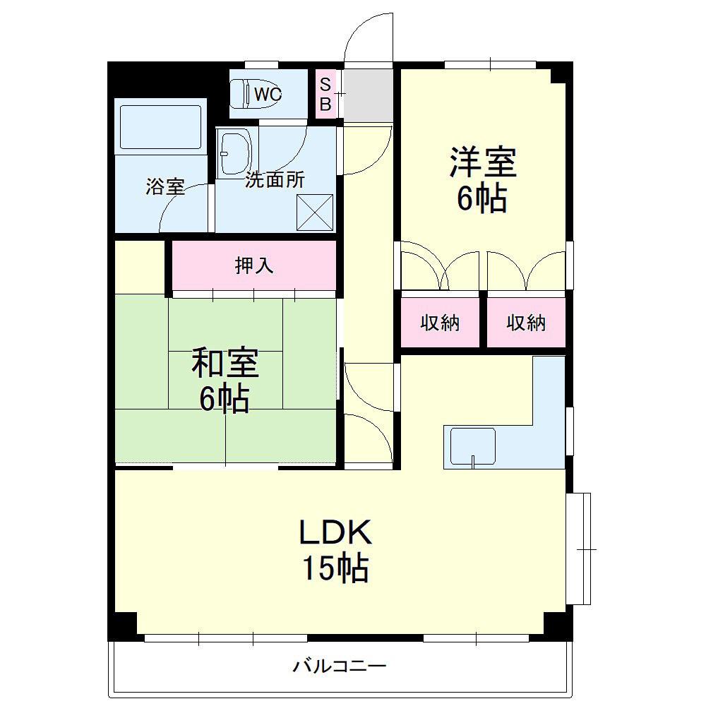 グレース蜆塚(2LDK/4階)の間取り写真