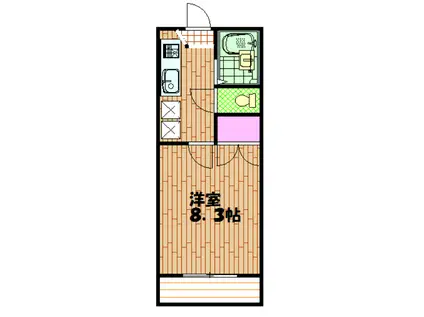 プラスⅠ(1K/2階)の間取り写真