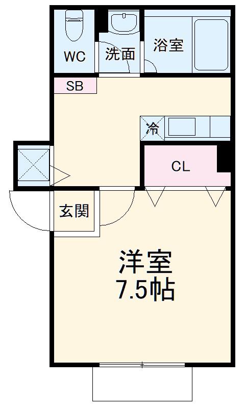 FLAT-K(1K/1階)の間取り写真