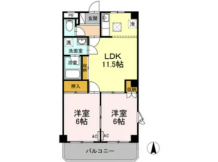 ロイヤルガーデン杉山(2LDK/1階)の間取り写真