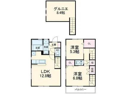 サワンあざみ野(2LDK)の間取り写真