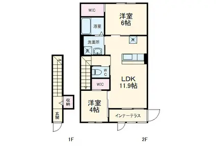 モデスト・ヴィラ(2LDK/2階)の間取り写真