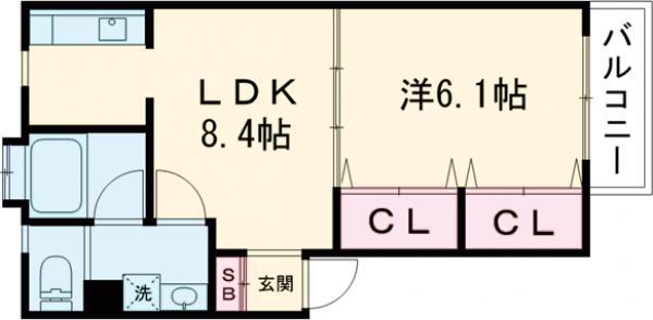 ハウスデュアル一之江Ⅱ(1LDK/2階)の間取り写真