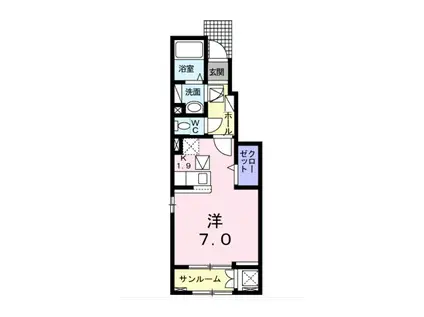 ブライト・ラシック(ワンルーム/1階)の間取り写真
