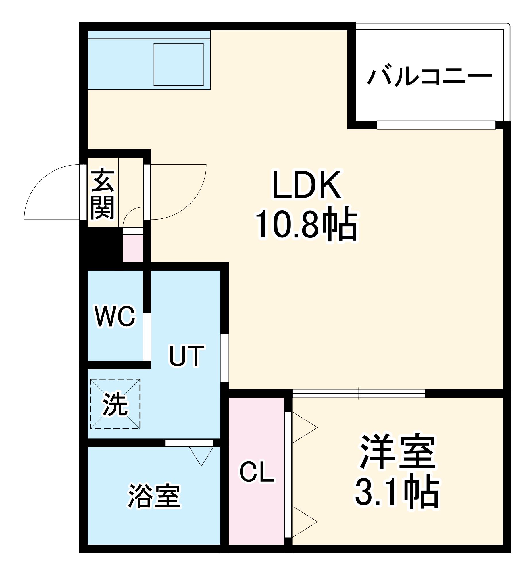 WARREN SHIMOKOMENO2(1LDK/1階)の間取り写真