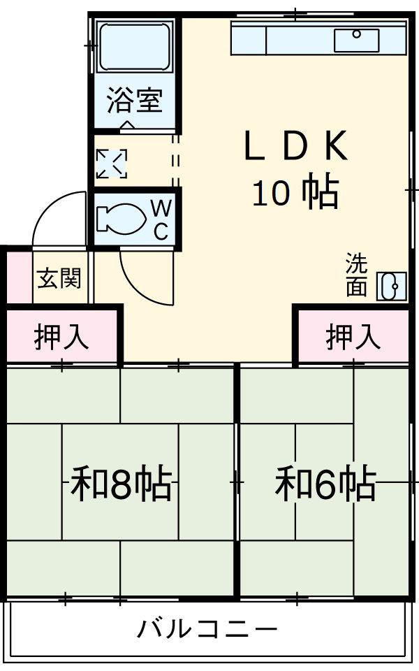 かわせみハウス(2LDK/2階)の間取り写真
