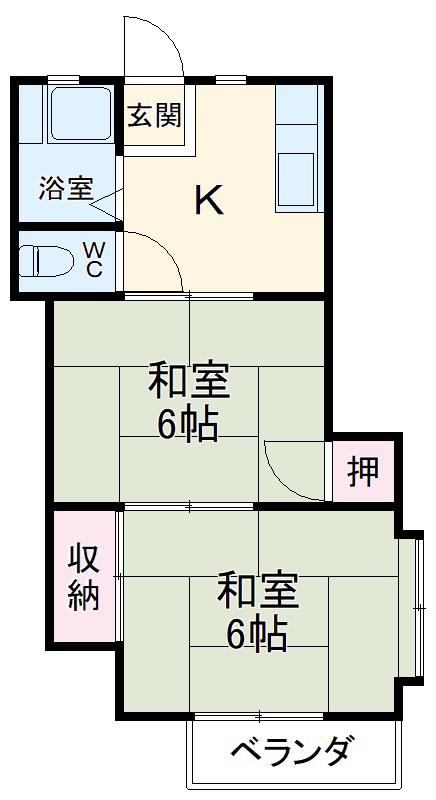 サンフラワーⅡ(2K/2階)の間取り写真