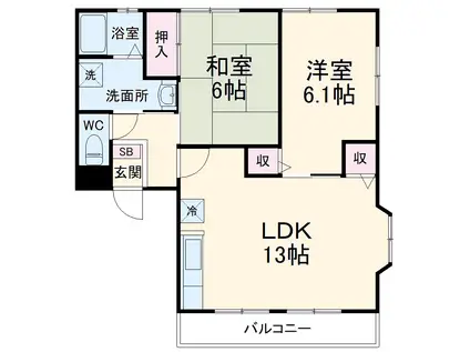 フォレスト古庄 A(2LDK/1階)の間取り写真