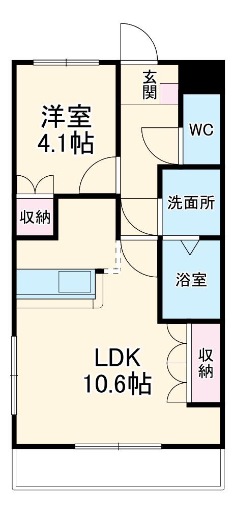 ラビットヒルズⅡ(1LDK/1階)の間取り写真