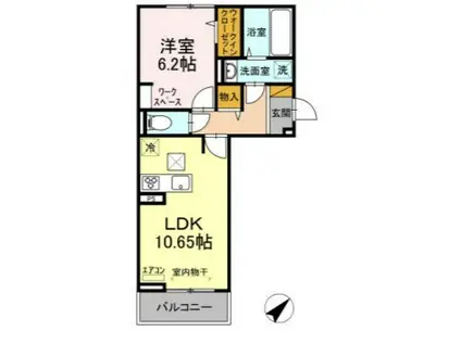 サニーリヴF(1LDK/1階)の間取り写真