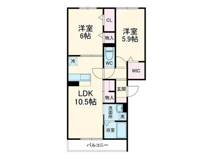 ア レーズ(2LDK/2階)の間取り写真