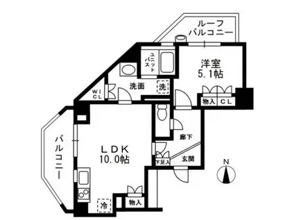 レジディア中落合(1LDK/7階)の間取り写真