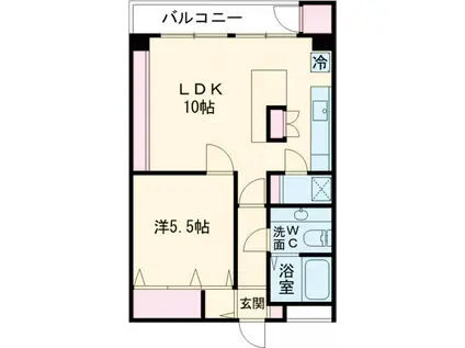 ハイツ三軒茶屋(1LDK/5階)の間取り写真