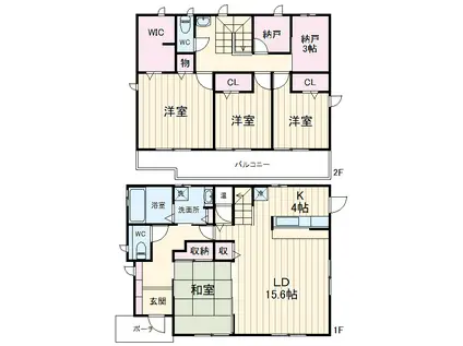 京葉線 舞浜駅 徒歩20分 2階建 築14年(4SLDK)の間取り写真