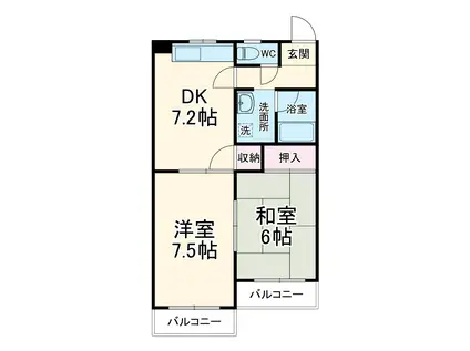 グランメール伊藤Ⅱ(2DK/2階)の間取り写真