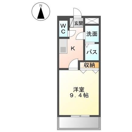 グランリヴィエールⅡ(1K/2階)の間取り写真