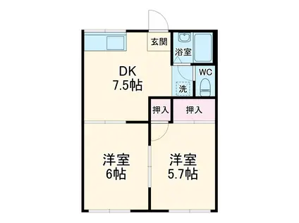 グランデュール萩園(2DK/1階)の間取り写真