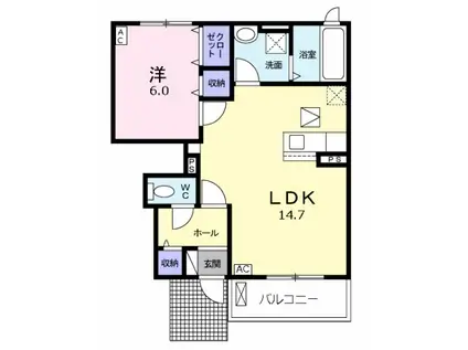 グランパレス カシマ Ⅰ(1LDK/1階)の間取り写真