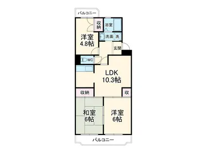 マンションフォーリア(3LDK/1階)の間取り写真