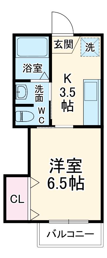 ドミール深谷C(1DK/2階)の間取り写真