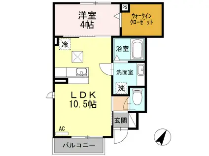 パミドール(1LDK/1階)の間取り写真