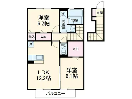 プログレス(2LDK/2階)の間取り写真