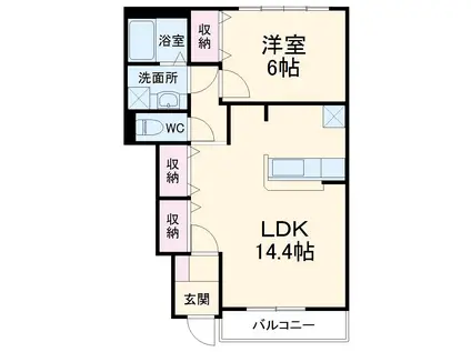 ブロードパインA(1LDK/1階)の間取り写真