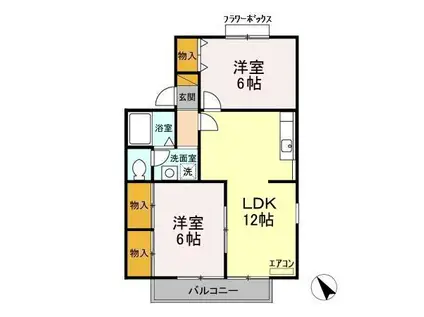 メゾンフォレストB(2LDK/1階)の間取り写真