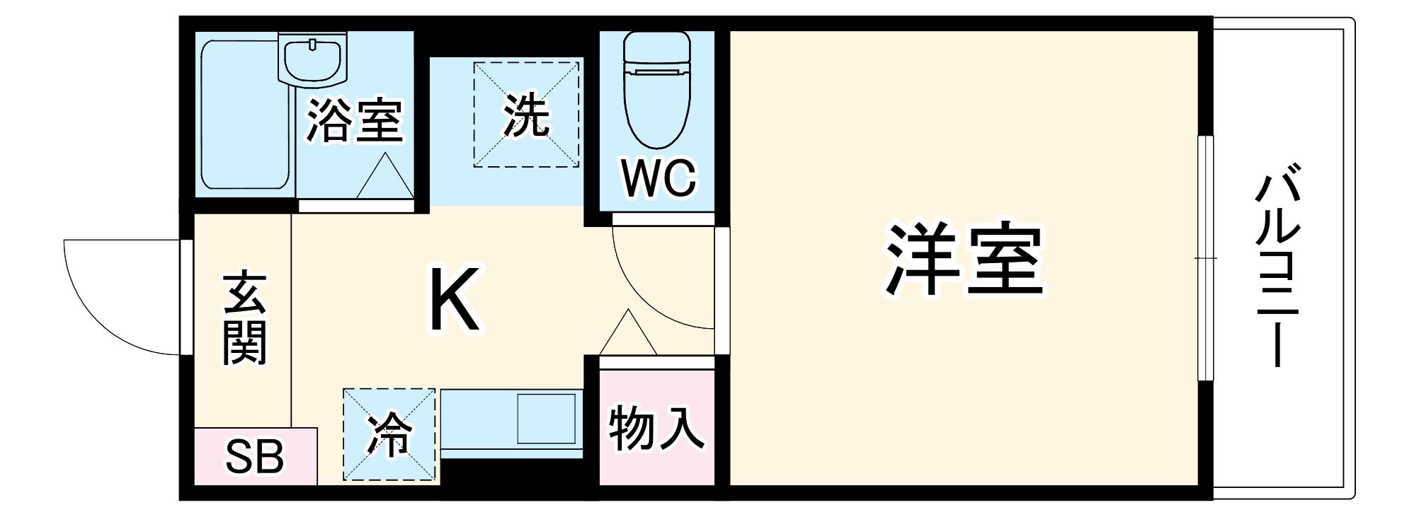 パルデンス下矢切(1K/2階)の間取り写真