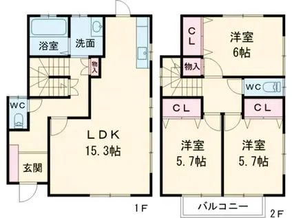 小田急電鉄小田原線 鶴川駅 バス乗車時間:12分 袋橋バス停で下車 徒歩4分 2階建 築26年(3LDK)の間取り写真