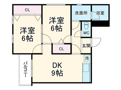 久嶋ハイム(2DK/3階)の間取り写真