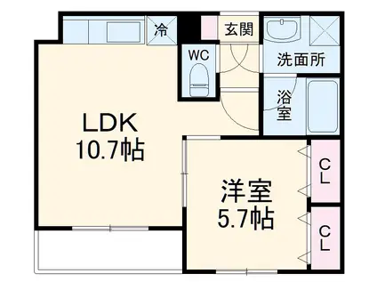 ピュアコート(1LDK/2階)の間取り写真