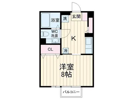 モナリエ中浦和(1K/2階)の間取り写真