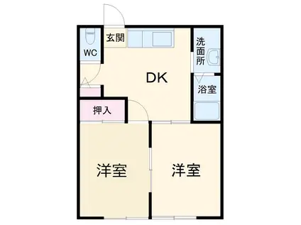 大山壱番館B(2DK/2階)の間取り写真