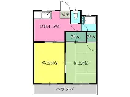 安池マンション(2DK/3階)の間取り写真