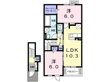 ラ・ルーチェⅡ(2LDK/2階)の間取り写真