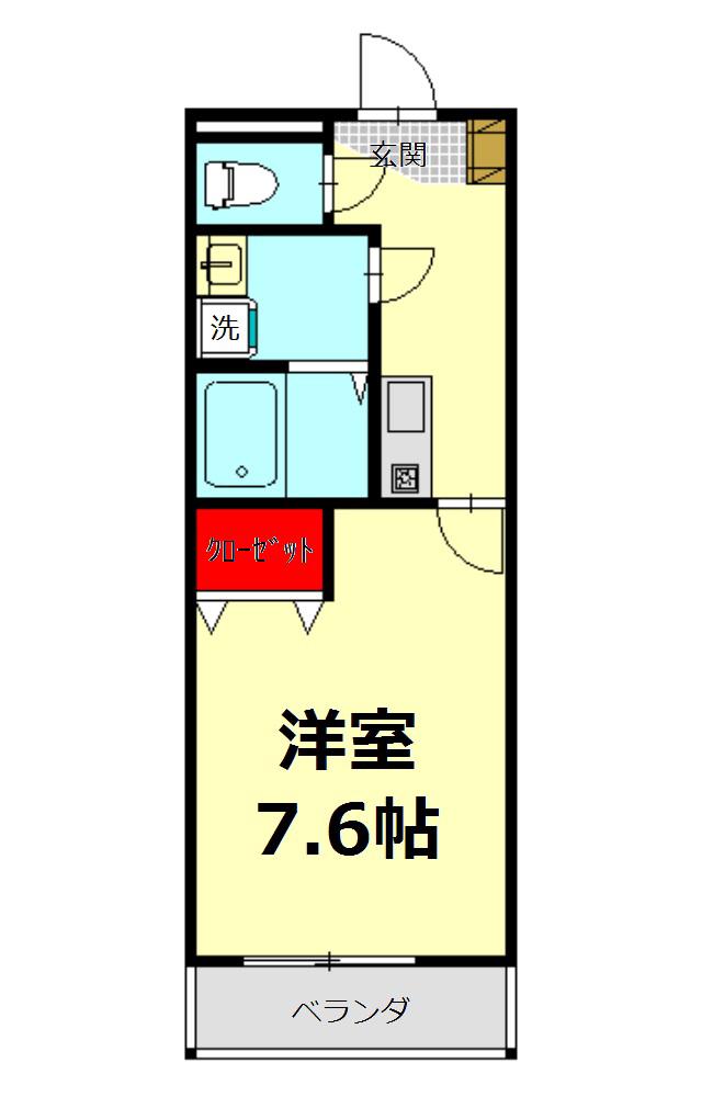 京成電鉄松戸線 高根木戸駅 徒歩4分 3階建 築23年(1K/3階)の間取り写真